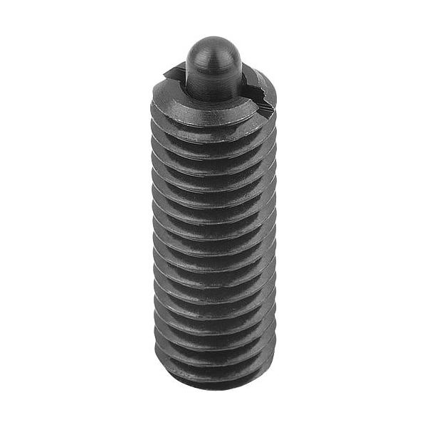 Kipp Spring Plunger Standard Spring Force, Long-Lok D=1/4-28 L=20, Steel, Comp: Pin Pom - K0327.AJ