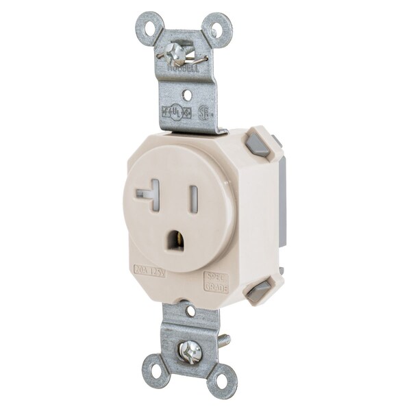 Hubbell Wiring Device-Kellems Straight Blade Devices, Receptacles, Tamper Resistant, Single, SNAPConnect, 20A 125V, 2-Pole 3-Wire Grounding, 5-20R, Light Almond. - SNAP5361LATR