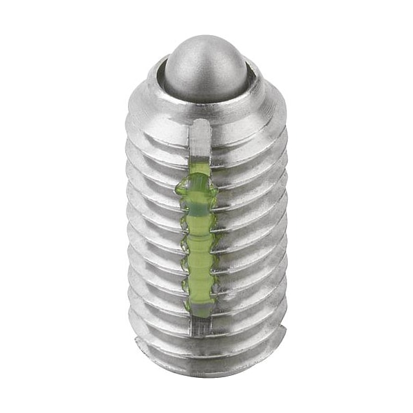 Kipp Spring Plunger Light Spring Force, Long-Lok D=M04 L=9, Body & Pin Stainless Steel - K0324.104