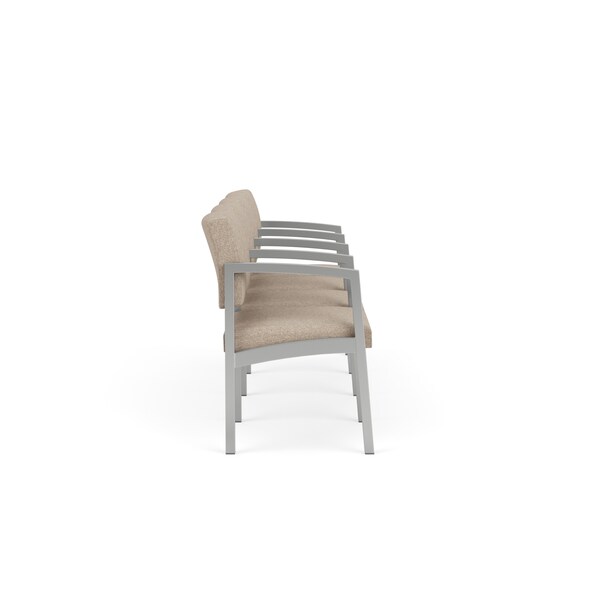 Lesro Lenox Steel 4 Seater with Center Arms, Stone (Beige) Seat, Stone Back, 85.5 W 24.5 L 32 H - LS4103