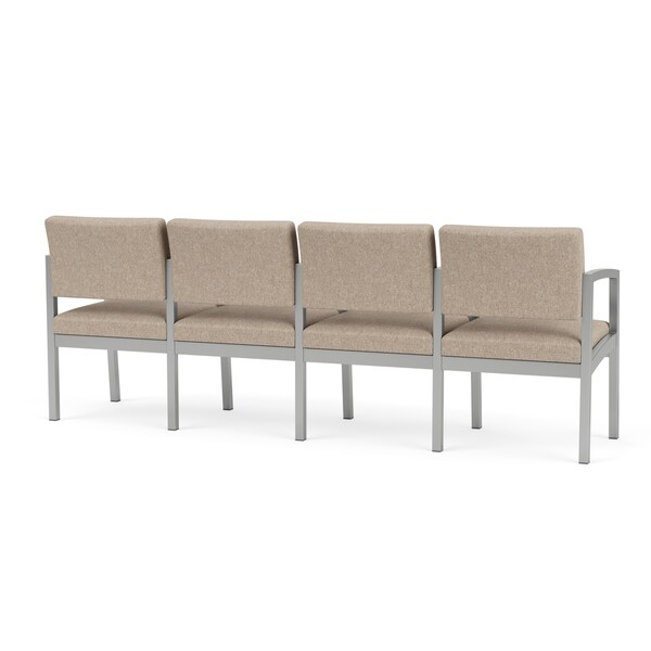 Lesro Lenox Steel 4 Seater with Center Arms, Stone (Beige) Seat, Stone Back, 85.5 W 24.5 L 32 H - LS4103
