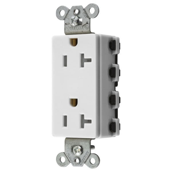 Hubbell Wiring Device-Kellems Straight Blade Devices, Receptacles, Style Line Decorator Duplex, SNAPConnect, Tamper Resistant, 20A 125V, 2-Pole 3-Wire Grounding, 5-20R, Nylon - SNAP2162WTRA