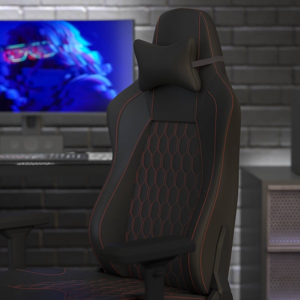 Flash Furniture Black/Red 4D Armrest Gaming Chair with Lumbar - SY-088-RD-GG