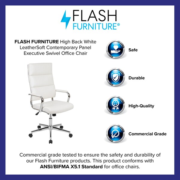 Flash Furniture White LeatherSoft Office Chair - BT-20595H-2-WH-GG