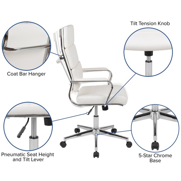Flash Furniture White LeatherSoft Office Chair - BT-20595H-2-WH-GG