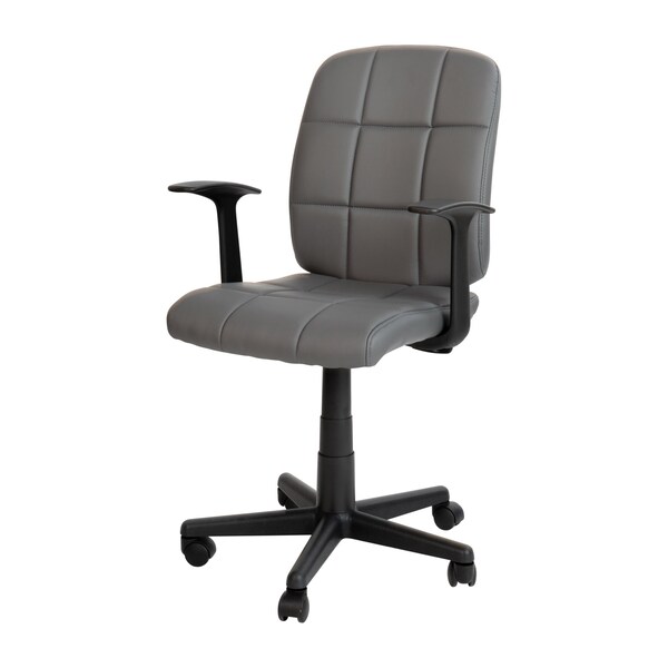 Flash Furniture Mid-Back Gray Quilted Vinyl Swivel Task Office Chair with Arms - GO-1691-1-GY-A-GG