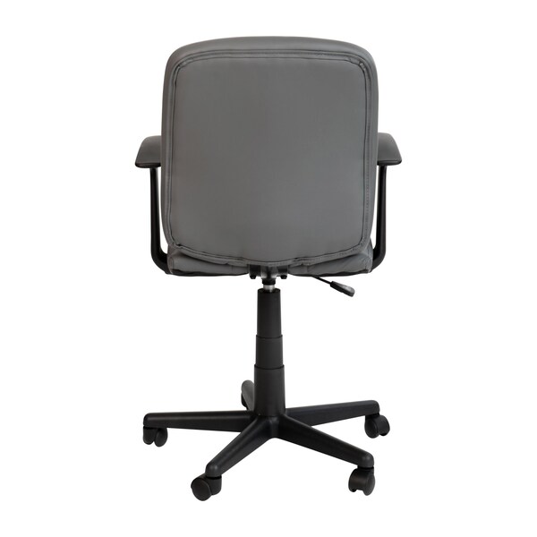 Flash Furniture Mid-Back Gray Quilted Vinyl Swivel Task Office Chair with Arms - GO-1691-1-GY-A-GG