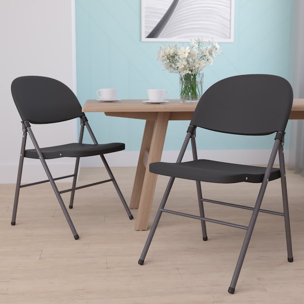 Flash Furniture Black Plastic Folding Chair - 2-DAD-YCD-50-GG