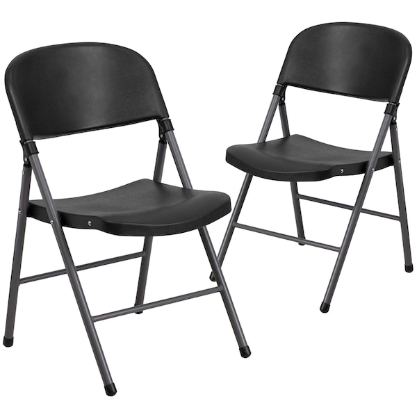 Flash Furniture Black Plastic Folding Chair - 2-DAD-YCD-50-GG