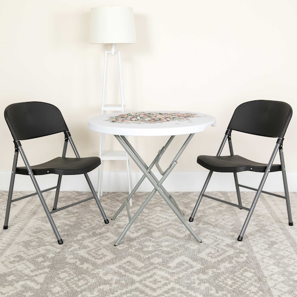 Flash Furniture Black Plastic Folding Chair - 2-DAD-YCD-50-GG