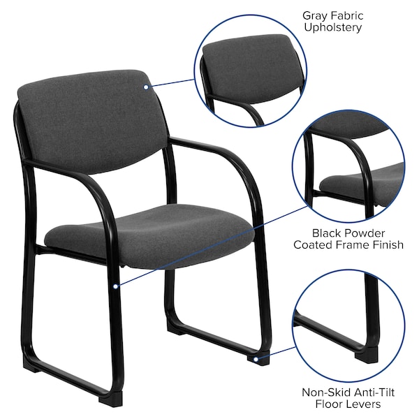 Flash Furniture Contemporary Executive Side Reception Chair, Gray Seat, Black Back, 23" W 20" L 34" H, Curved - BT-508-GY-GG