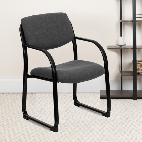 Flash Furniture Contemporary Executive Side Reception Chair, Gray Seat, Black Back, 23" W 20" L 34" H, Curved - BT-508-GY-GG