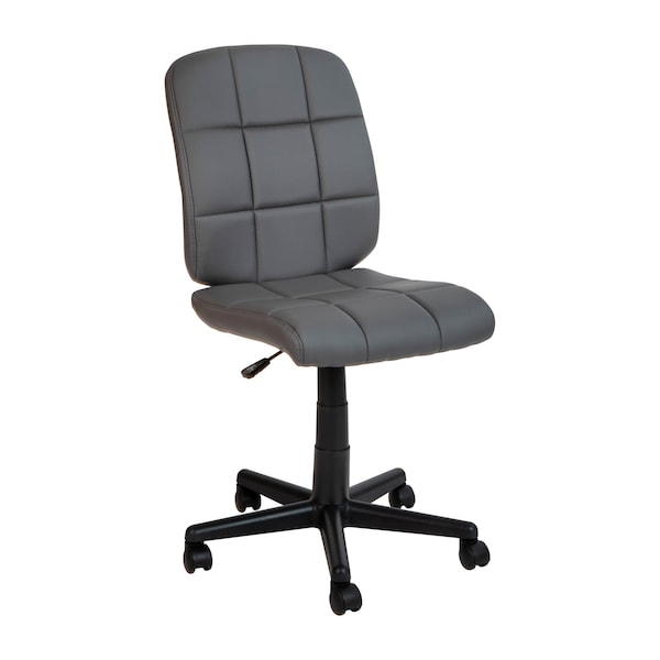 Flash Furniture Mid-Back Gray Quilted Vinyl Swivel Task Office Chair - GO-1691-1-GY-GG