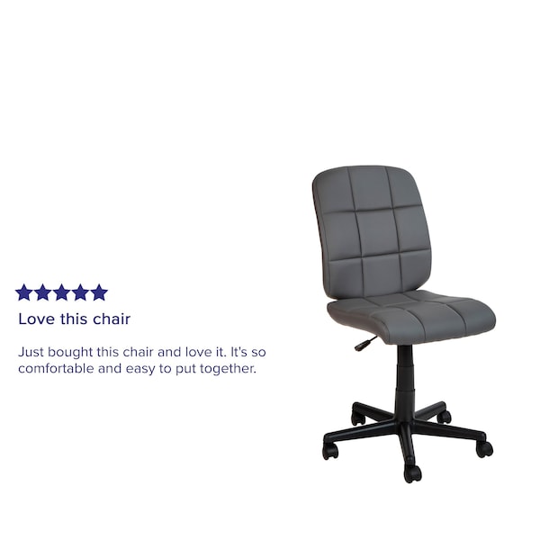 Flash Furniture Mid-Back Gray Quilted Vinyl Swivel Task Office Chair - GO-1691-1-GY-GG