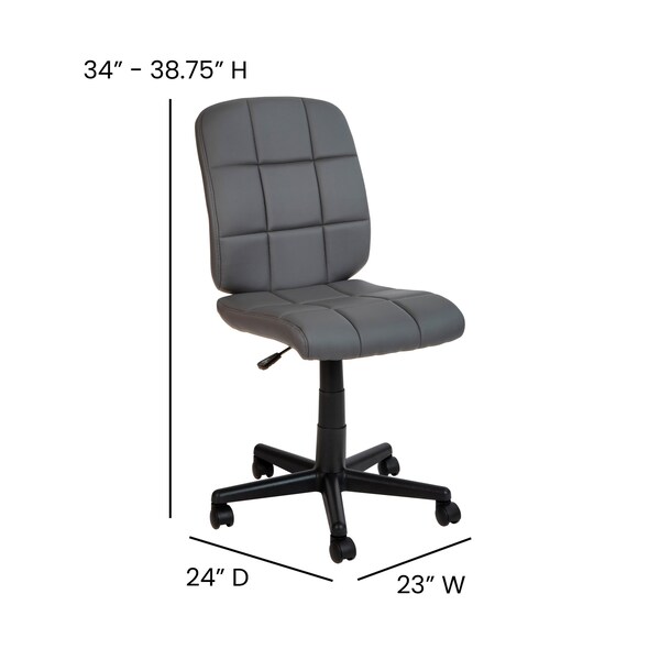Flash Furniture Mid-Back Gray Quilted Vinyl Swivel Task Office Chair - GO-1691-1-GY-GG