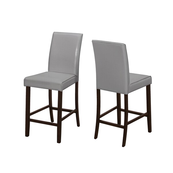 Monarch Specialties Dining Chair, Set Of 2, Counter Height, Upholstered, Kitchen, Dining Room, Pu Leather Look, Grey - I 1902