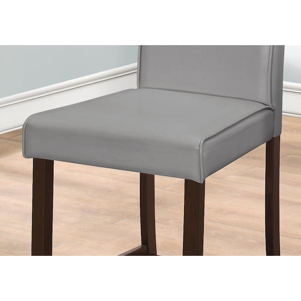 Monarch Specialties Dining Chair, Set Of 2, Counter Height, Upholstered, Kitchen, Dining Room, Pu Leather Look, Grey - I 1902