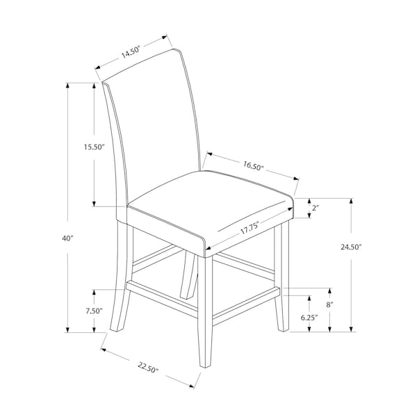 Monarch Specialties Dining Chair, Set Of 2, Counter Height, Upholstered, Kitchen, Dining Room, Pu Leather Look, Grey - I 1902