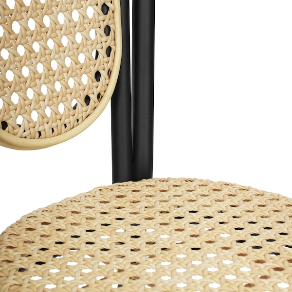 Flash Furniture Cannes Thonet French Bistro Stacking Chair, Natural PE Cane Rattan and Black Aluminum Frame - SDA-AD642110-1-NAT-BK-GG