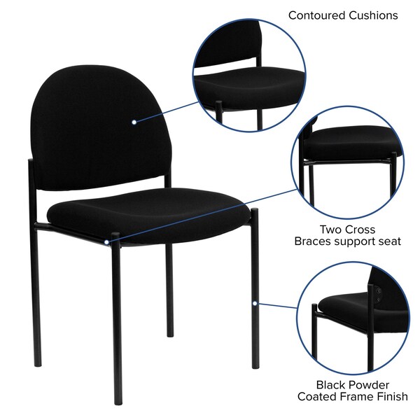 Flash Furniture Black Fabric Stack Chair - BT-515-1-BK-GG