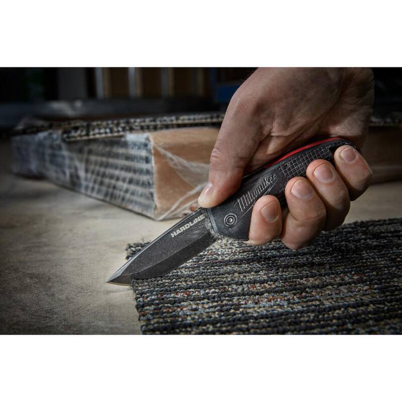 Milwaukee 3 in. Hardline D2 Steel Smooth Blade Pocket Folding Knife with Compact Jobsite Knife Sharpener (2-Piece) - 48-22-1994-48-22-1590