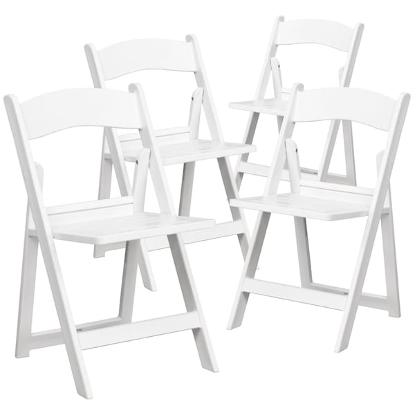 Flash Furniture White Resin Folding Chair - 4-LE-L-1-WH-SLAT-GG