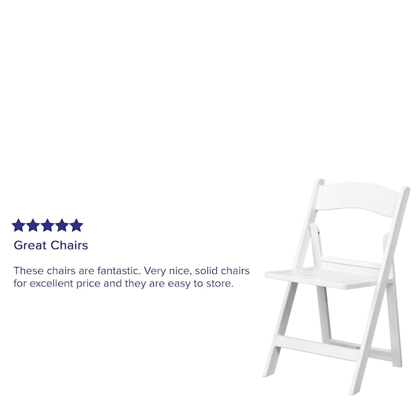 Flash Furniture White Resin Folding Chair - 4-LE-L-1-WH-SLAT-GG
