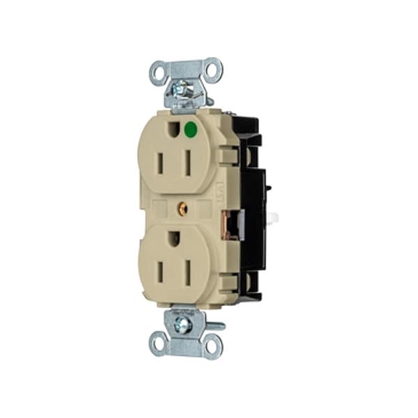 Hubbell Receptacle, 1/2 hp, 125V AC, NEMA 5-15R - 8200STI