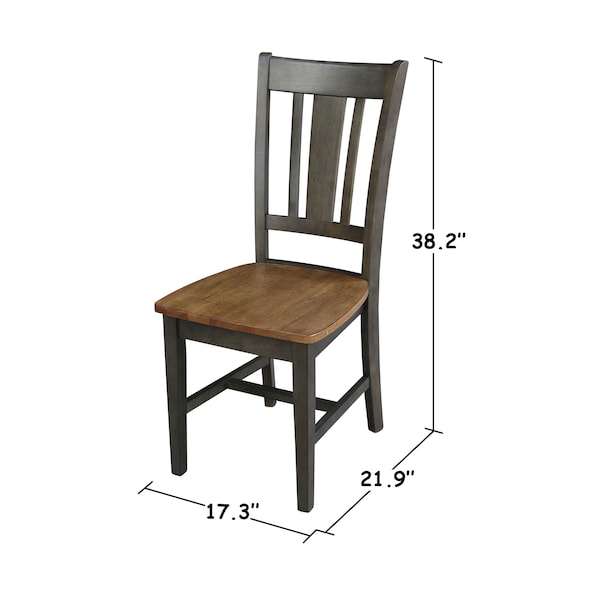 International Concepts San Remo Splatback Chair, Set of 2 Chairs, Hickory/Washed Coal - C45-10P