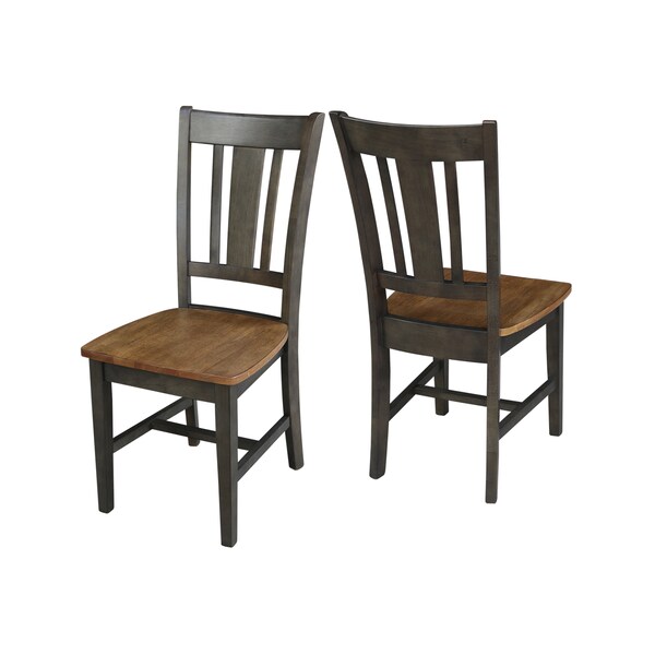 International Concepts San Remo Splatback Chair, Set of 2 Chairs, Hickory/Washed Coal - C45-10P