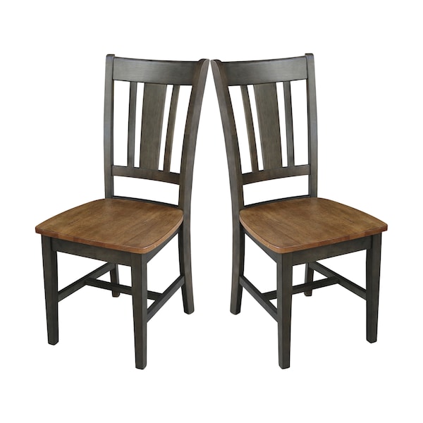 International Concepts San Remo Splatback Chair, Set of 2 Chairs, Hickory/Washed Coal - C45-10P