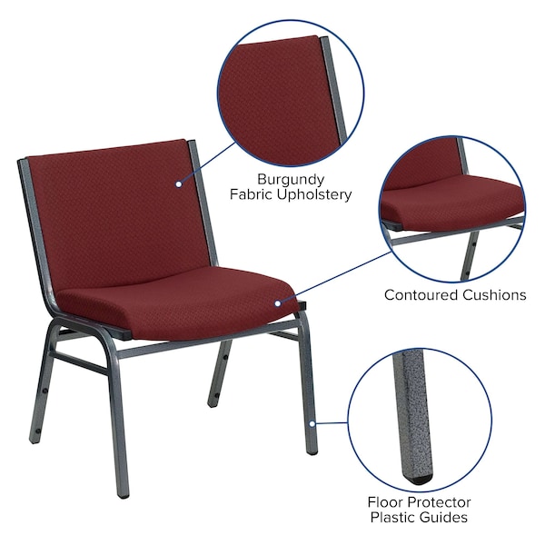 Flash Furniture Fabric Stack Chair, Extra Wide, Burgundy - XU-60555-BY-GG