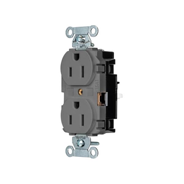 Hubbell Receptacle, 1/2 hp, 125V AC, NEMA 5-15R - 5252STGY