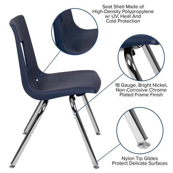 Flash Furniture Advantage Navy Student Stack School Chair, 16" - ADV-SSC-16NAVY
