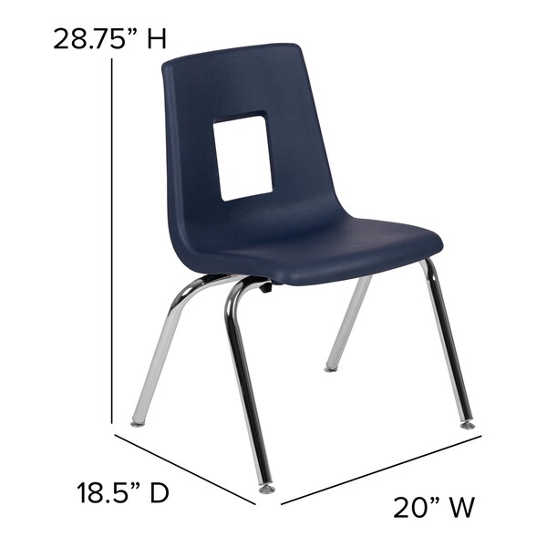 Flash Furniture Advantage Navy Student Stack School Chair, 16" - ADV-SSC-16NAVY