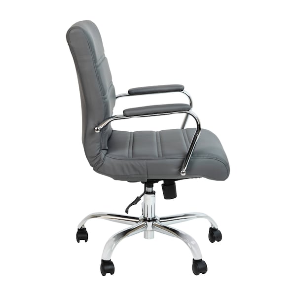 Flash Furniture Mid-Back Gray/Chrome LeatherSoft Executive Swivel Chair - GO-2286M-GR-GG