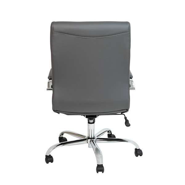 Flash Furniture Mid-Back Gray/Chrome LeatherSoft Executive Swivel Chair - GO-2286M-GR-GG