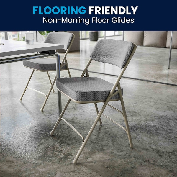 Flash Furniture Gray Fabric Folding Chair - 2-HA-MC320AF-GRY-GG
