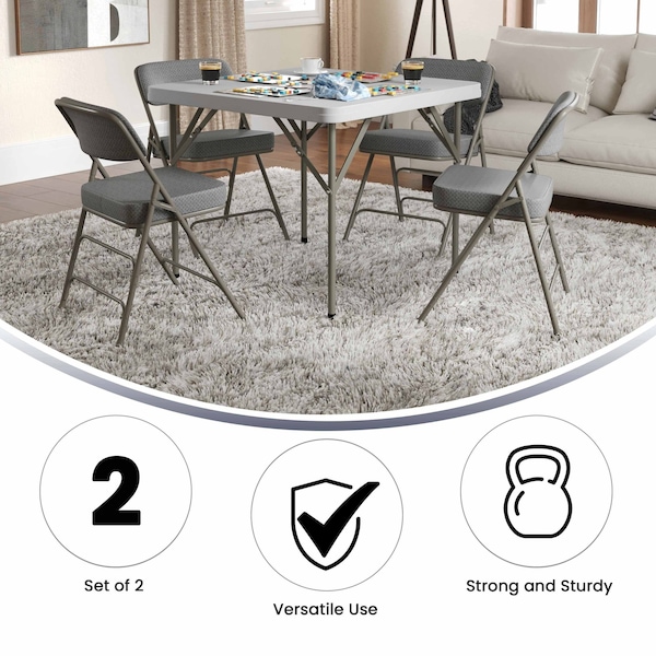 Flash Furniture Gray Fabric Folding Chair - 2-HA-MC320AF-GRY-GG