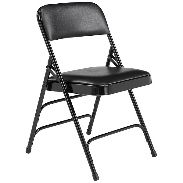 National Public Seating Triple Brace Fold Chair, Vinyl, Blk, PK4 - 1310
