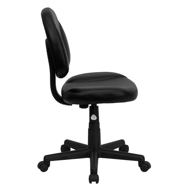 Flash Furniture Leather Task Chair, 17-1/2" to 22-1/2", Loop Arms, Black - BT-688-BK-GG