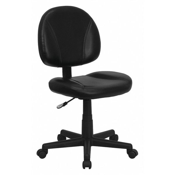 Flash Furniture Leather Task Chair, 17-1/2" to 22-1/2", Loop Arms, Black - BT-688-BK-GG