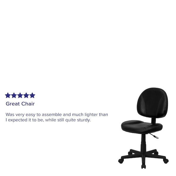 Flash Furniture Leather Task Chair, 17-1/2" to 22-1/2", Loop Arms, Black - BT-688-BK-GG