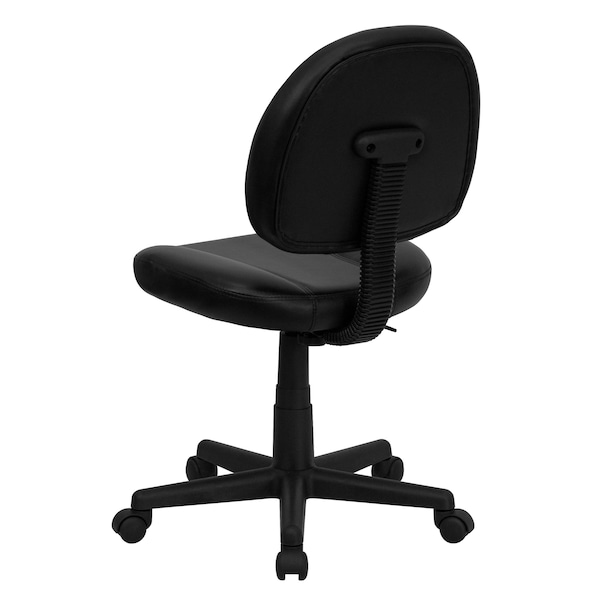 Flash Furniture Leather Task Chair, 17-1/2" to 22-1/2", Loop Arms, Black - BT-688-BK-GG