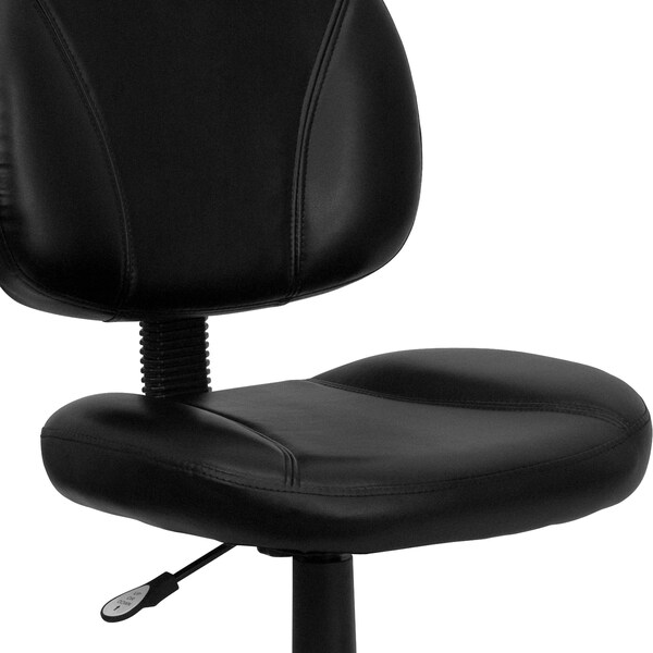 Flash Furniture Leather Task Chair, 17-1/2" to 22-1/2", Loop Arms, Black - BT-688-BK-GG