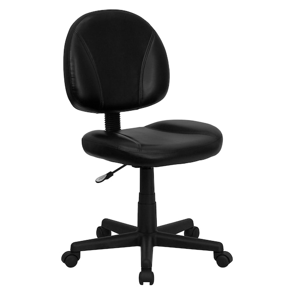 Flash Furniture Leather Task Chair, 17-1/2" to 22-1/2", Loop Arms, Black - BT-688-BK-GG