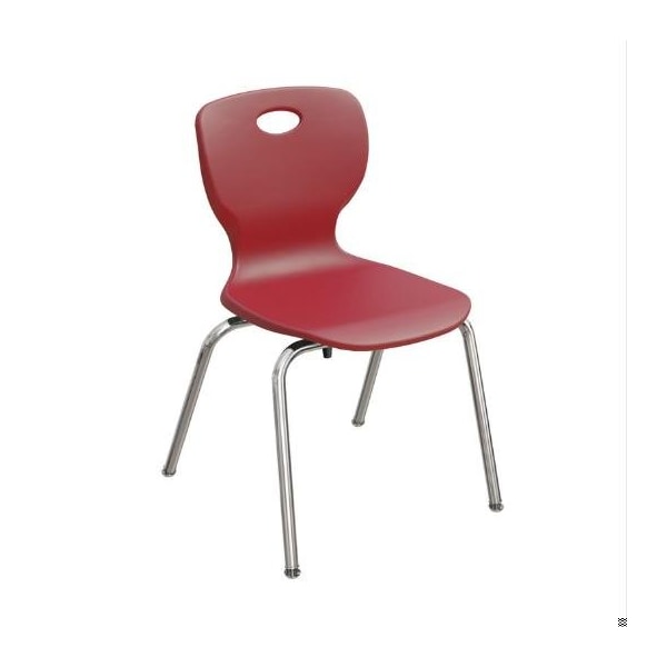 Correll Stacking Student Chair, 18in, Light Texture Seat, Chrome Legs, Red, 4PK - CSCHR18-25-4PK