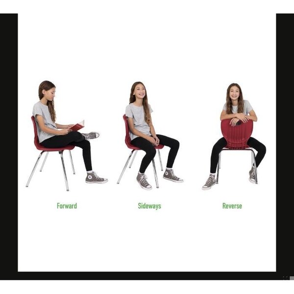 Correll Stacking Student Chair, 18in, Light Texture Seat, Chrome Legs, Red, 4PK - CSCHR18-25-4PK