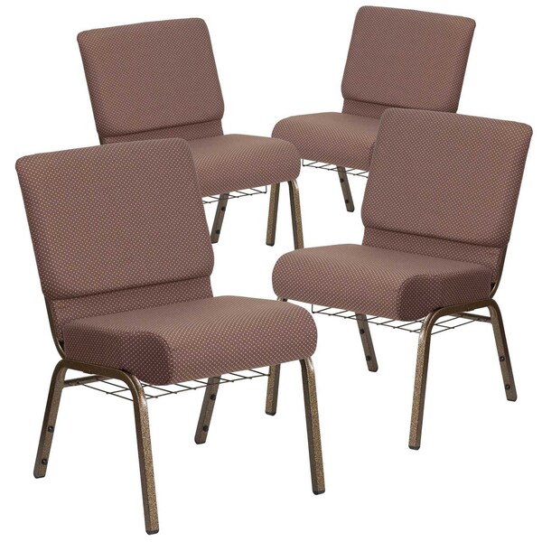 Flash Furniture Brown Dot Fabric Church Chair - 4-FD-CH0221-4-GV-BNDOT-BAS-GG