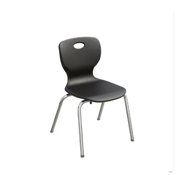 Correll Stacking Student Chair, 16in, Light Texture Seat, Chrome Legs, Black, 4PK - CSCHR16-09-4PK